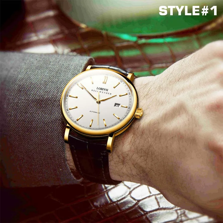 LOBINNI Wristwatches Waterproof Mechanical Watches business Style Stainless Steel Automatic Classic Luxury Men Seagull Round