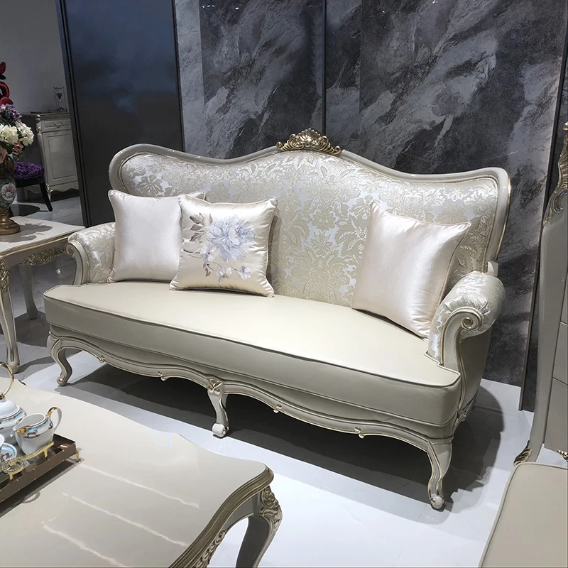 European 123 combination of new classical French sofa luxury solid wood cloth sofa