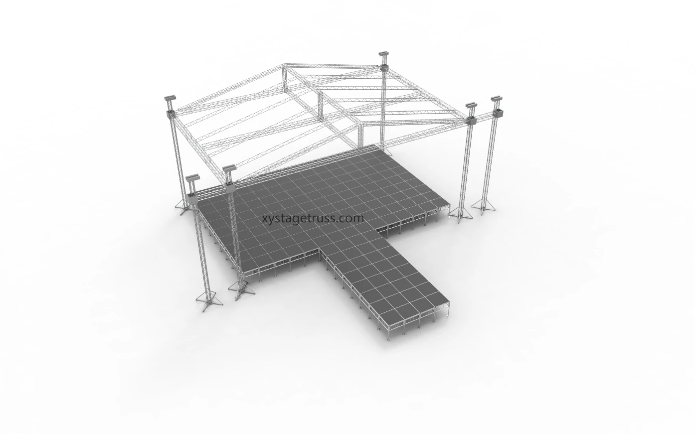 High Quality Large Aluminum Truss Roof Wooden Stage with Lifting Tower
