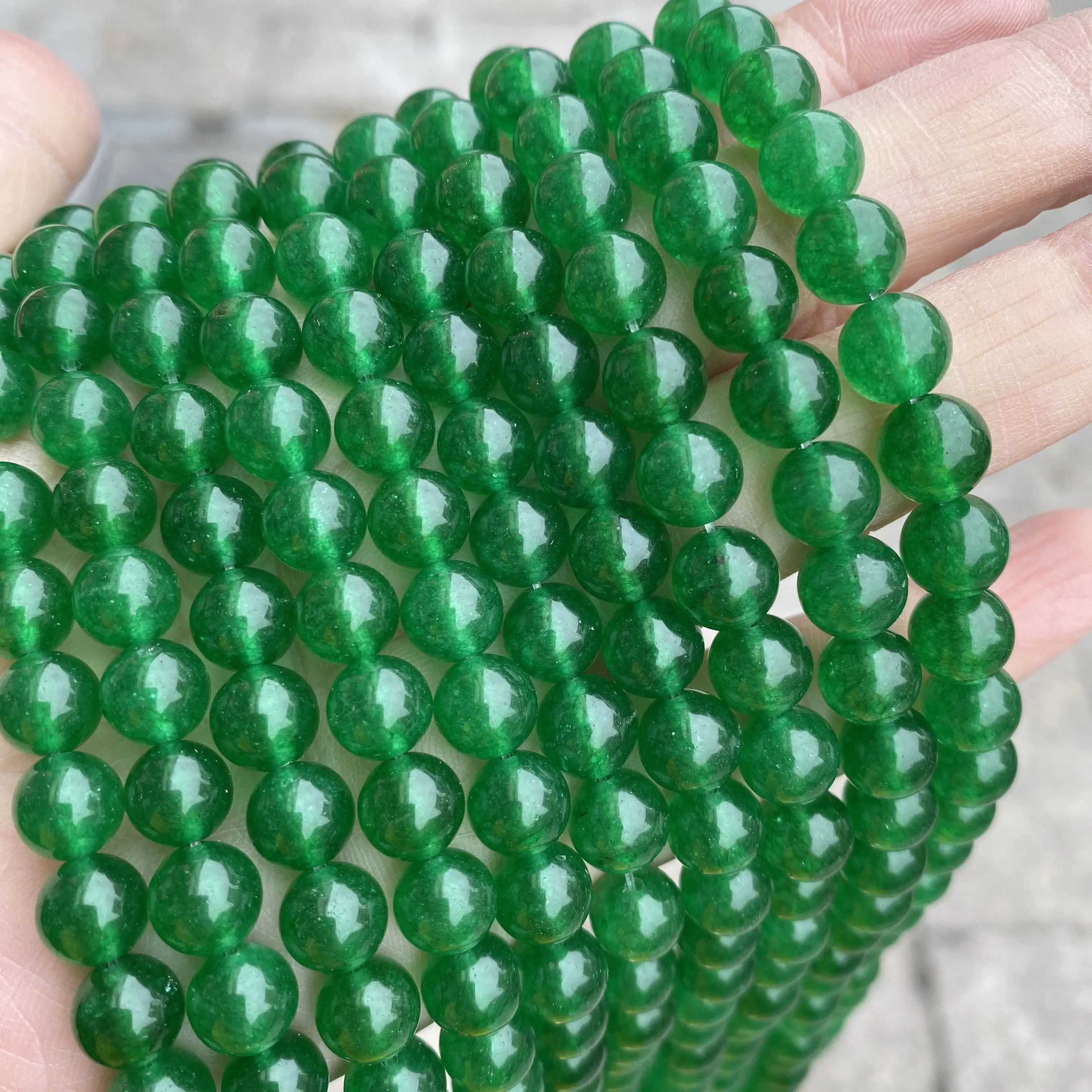Natural Jade Beads in bulk Gemstone DIY Loose Round Malaysia Jade Assorted Green Jade Beads for Jewelry Making