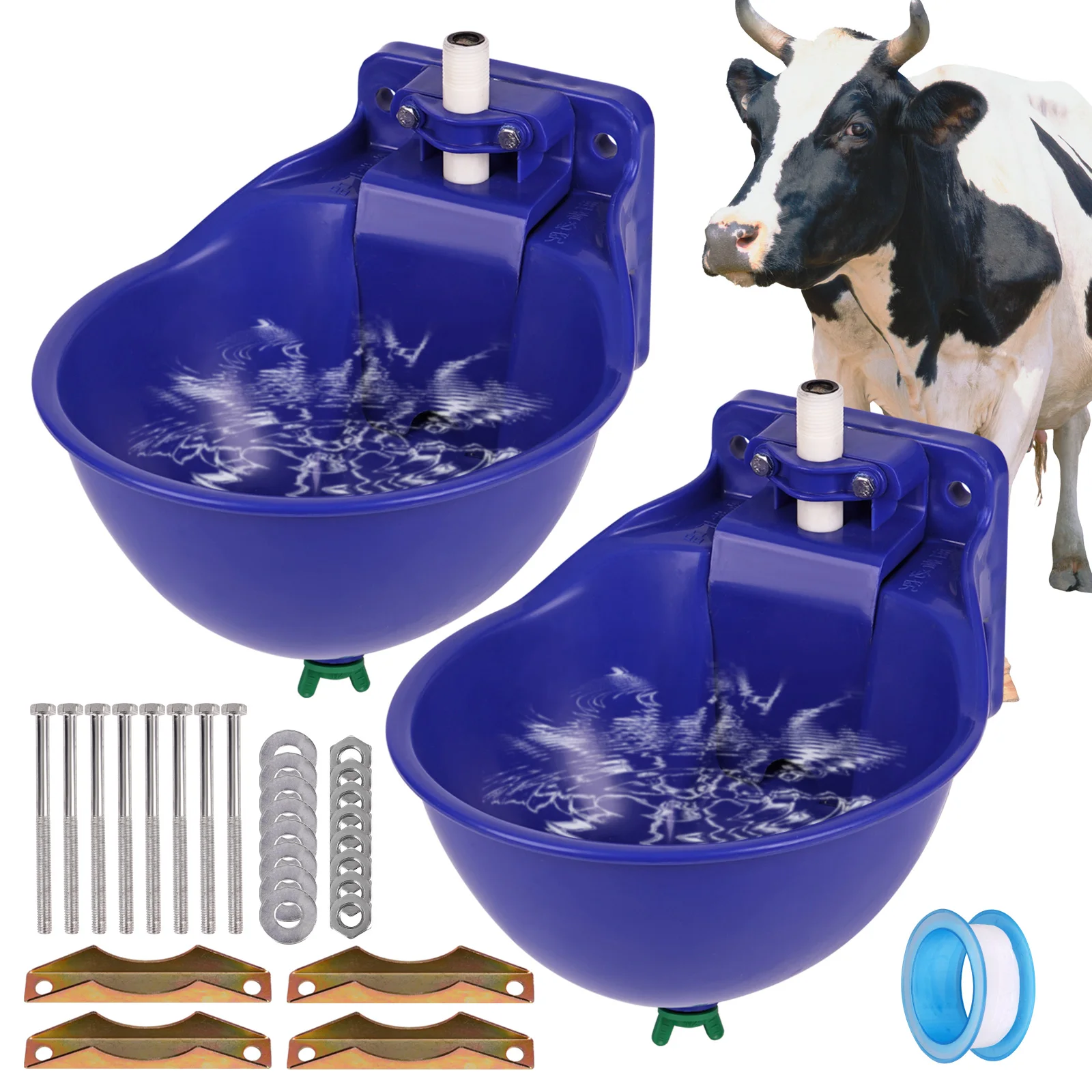 New Blue Water Full Stop Cow Drinking Bowl With Float Valve Automatic Plastic Pig Cattle Sheep Dog Horse Drinking Trough