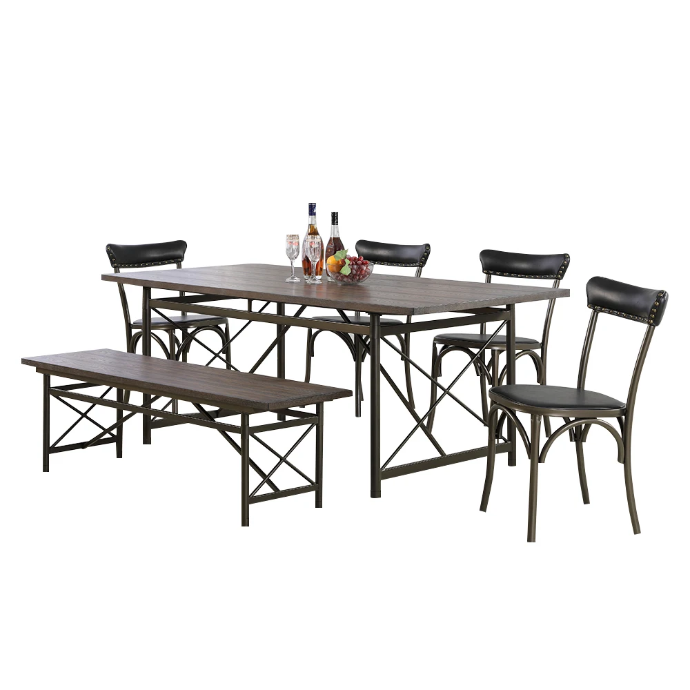 6 шт класса люкс в помещении столовая античный темный цвет грецкого ореха обеденный стол и стулья для отдыха