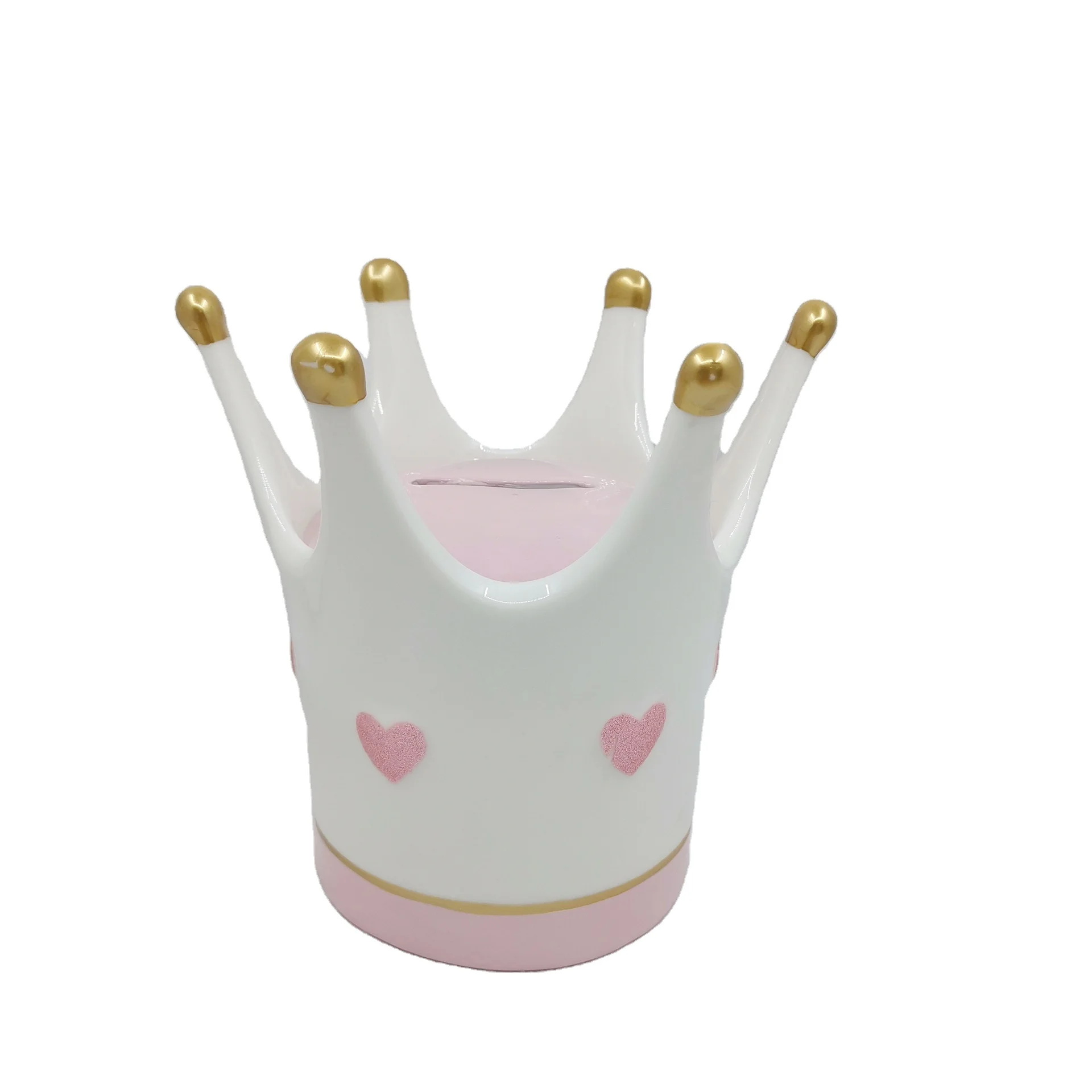 OEM Personalized Creative Birthday Gift Room Decoration Pink Crown Piggy Bank Saving Money Coin