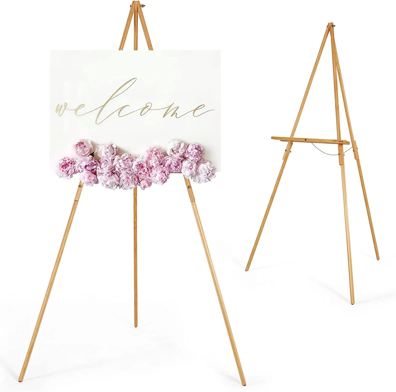 Wooden Tripod Display Easel Stand Wooden A-Frame Tripod Studio Artist Floor Easel for Wedding Sign, Poster, Canvas, Show