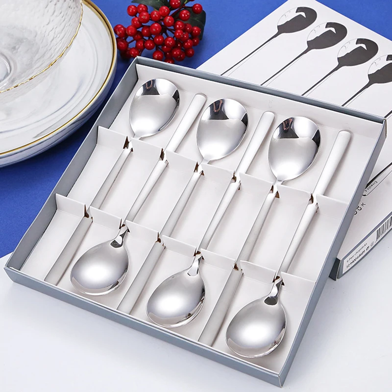 304 Stainless Steel Spoon Set 6 Gold And Silver Spoon Gift Sets Kitchen Tableware Set