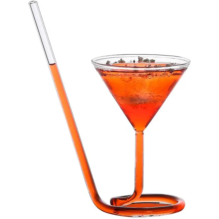 Handblown Unique Martini Cocktail Glasses 110Ml ROMANTIC RAIN Wine Whiskey Beverage Glass Cup With A Straw