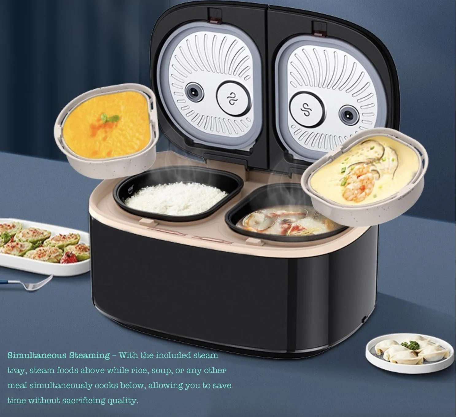 2022 New product 1.5L double pot electric rice cooker two pot mini rice cooker for kitchen