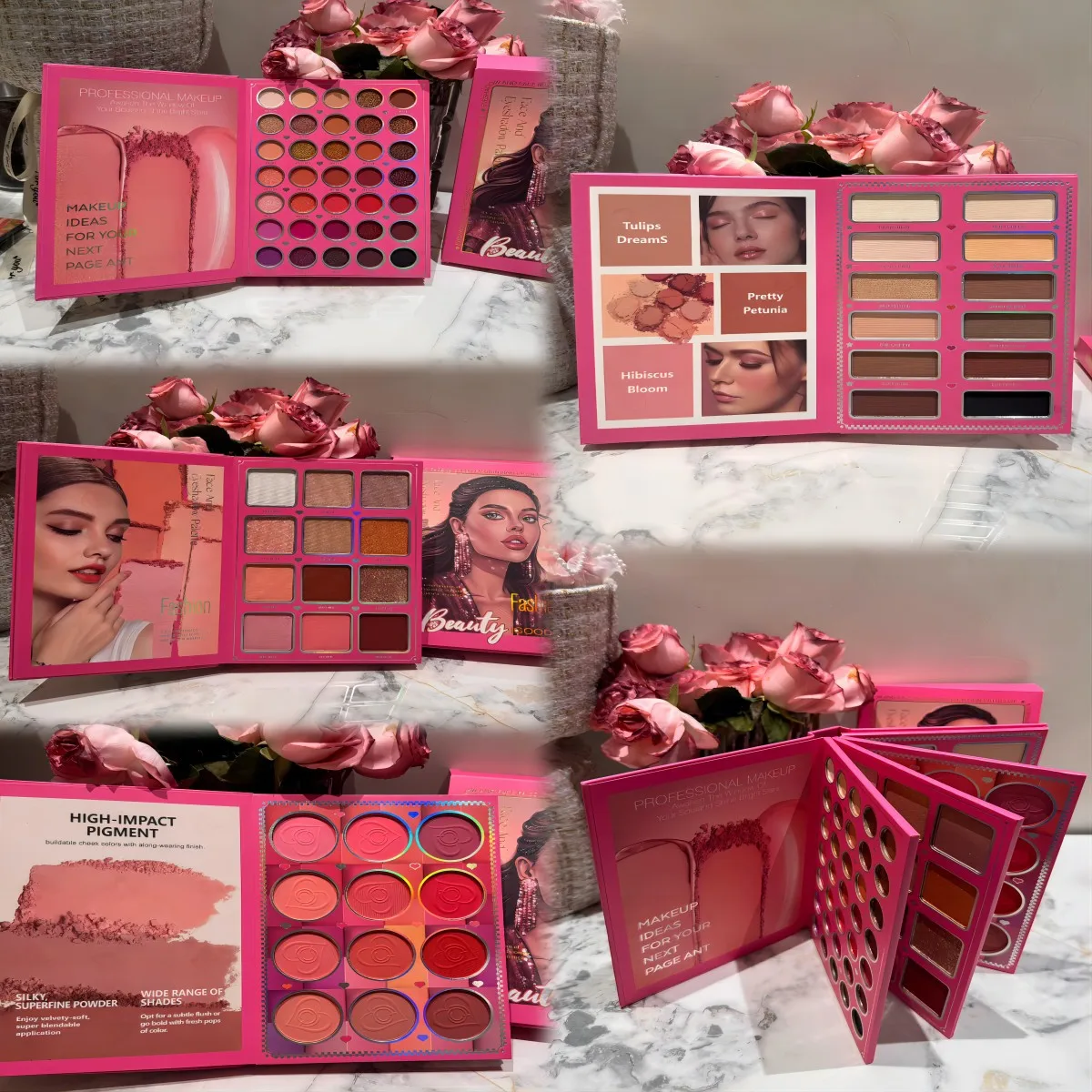 Wholesale four pages Eyeshadow Palette primer book Waterproof Cosmetic Beauty Makeup set sombra de ojos set for kids and women