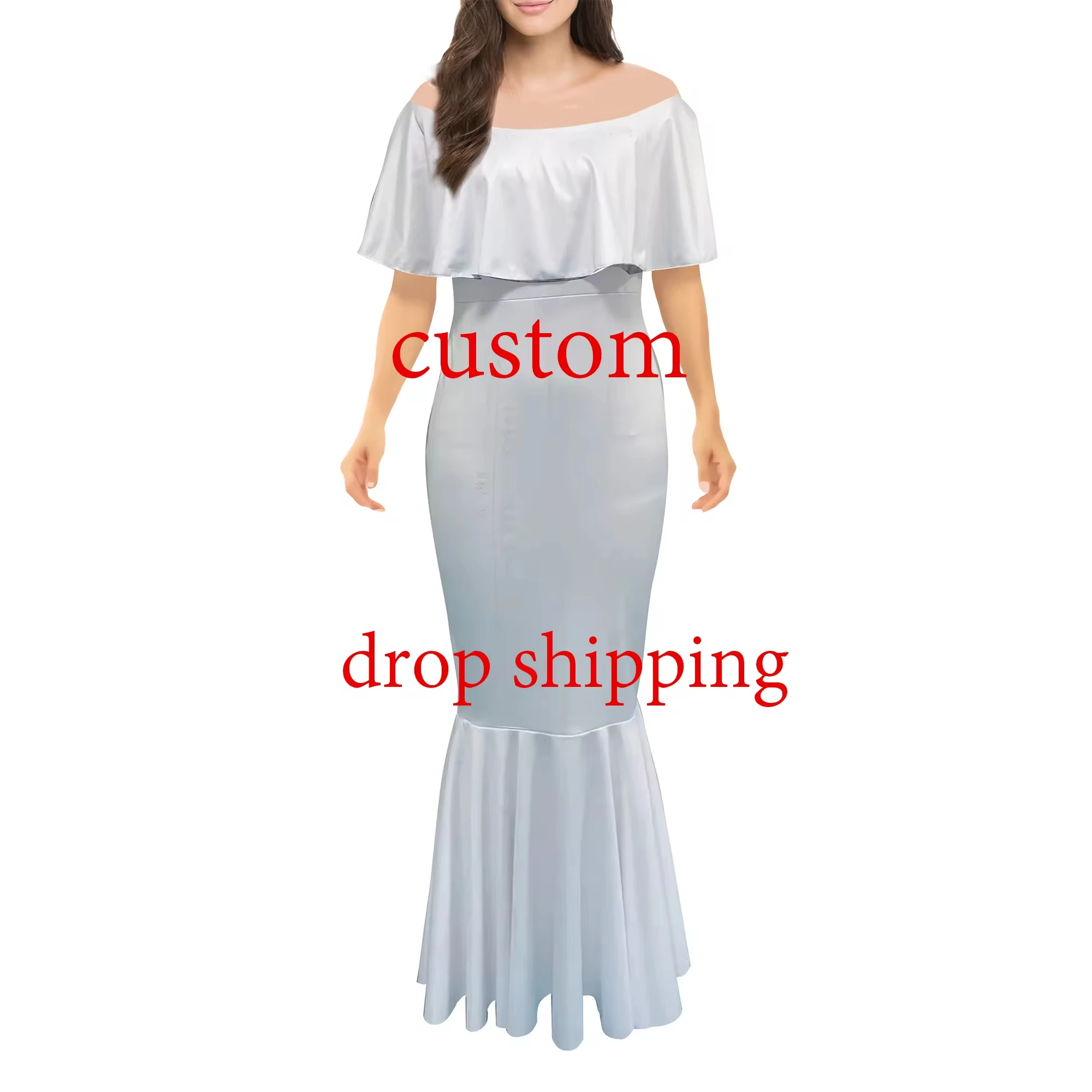 Polynesian Tribe Custom Fiji Mermaid Maxi Dress Melanesian Festival Women Elegant Off Shoulder Tight Sexy Dress
