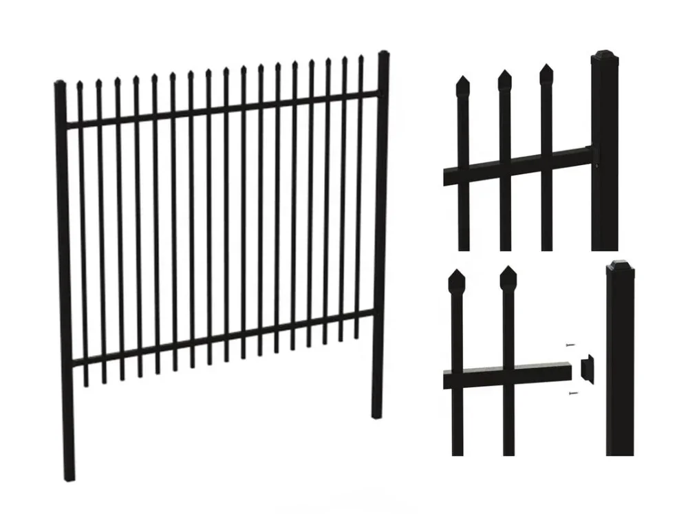 Wholesale 6ftx8ft garden black metal fences Powder Coated anti rust galvanized steel fence prices