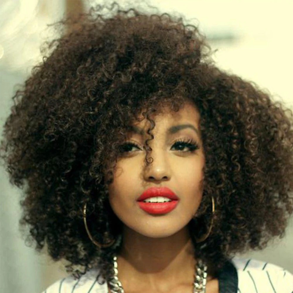 Короткие парики из человеческих волос с кружевом спереди афро-челка кудрявые бразильские неповрежденными волосами парик предварительно выщипанными полными