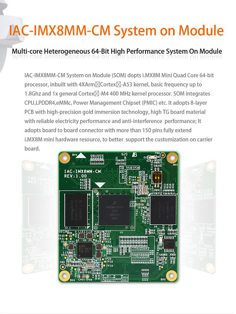 Low Cost i.MX8MM System on Module 2GB LPDDR4 + 8 GB eMMC Android for Smart Medical Device PCBA Supplier