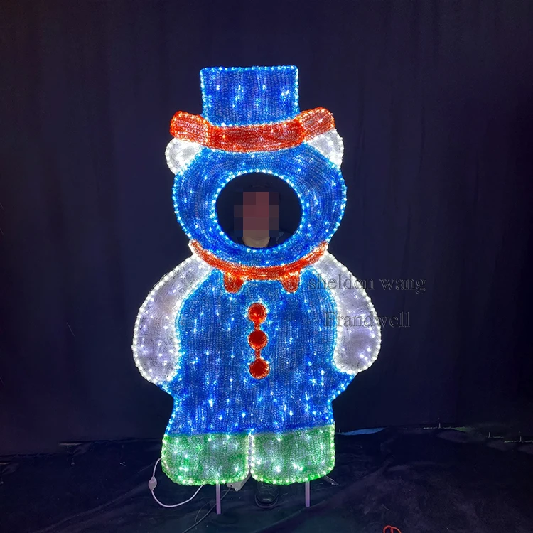 2D christmas penguin  photo frame/ outdoor IP65 penguin motif light props/ penguin picture frame for take picture