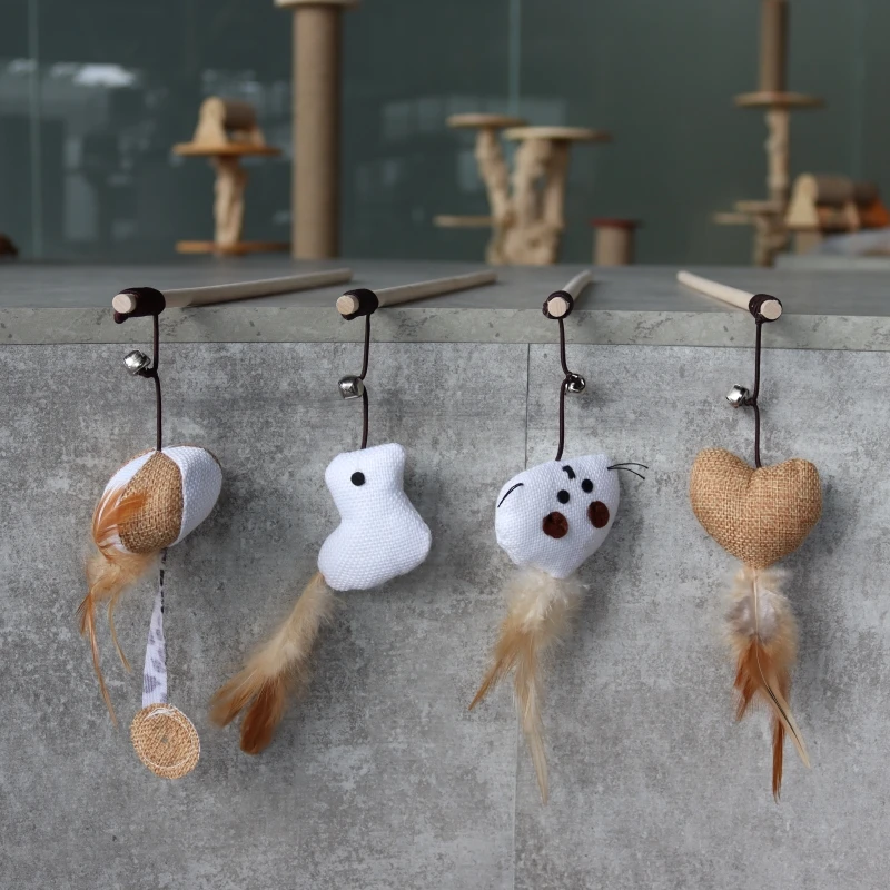 Vietnam Eco-friendly Funny Feather Cat Toy Indoor Wood Pet Teaser Colorful Fairy Stick Interactive Toy for Cats