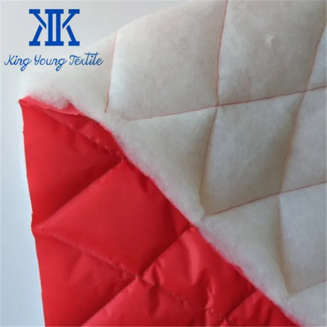 cheap price single side 100% polyester diamond quilted down filled fabric for garments lining