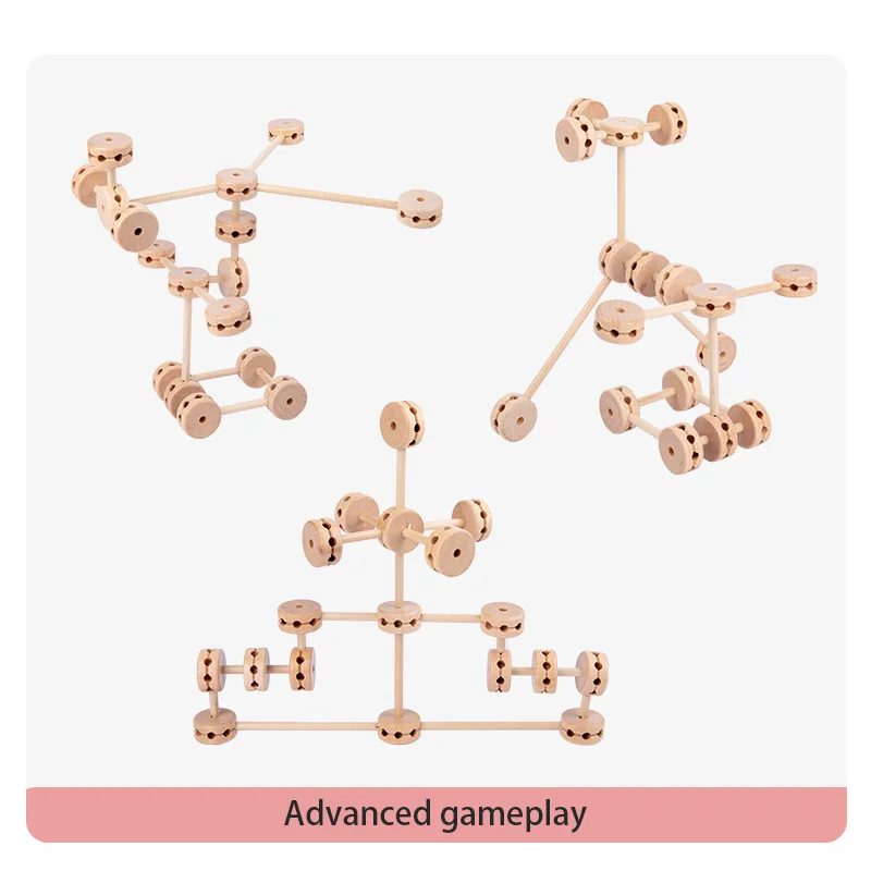 Children DIY Wooden Puzzle Different Shape Educational Construction Engineering Set Wooden Building Blocks Bars Toys