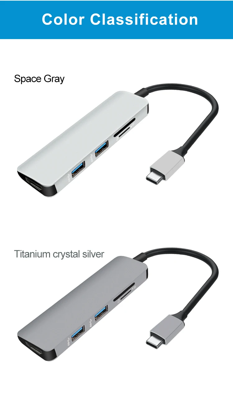 5 в 1 Тип C к USB3.0 концентратор Универсальный адаптор для портативного компьютера с переходом вашим услугам док-станция ноутбука
