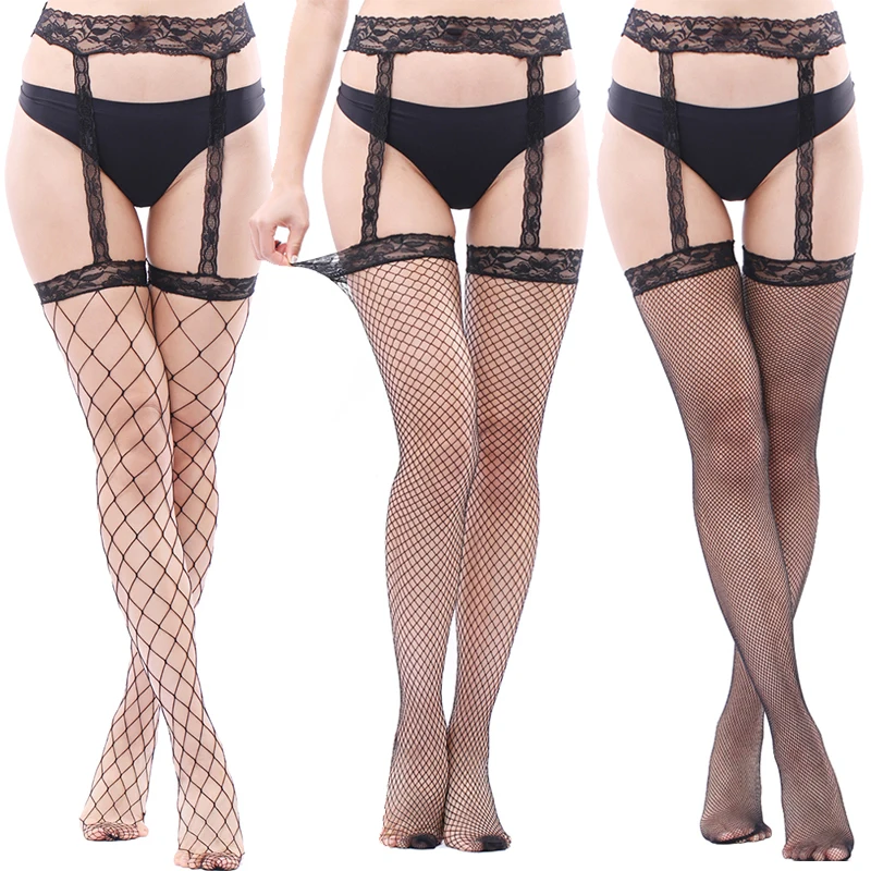 Dropshipping Womens Sexy Underwear Lace Band Fishnet Tights Garters Belt Stockings