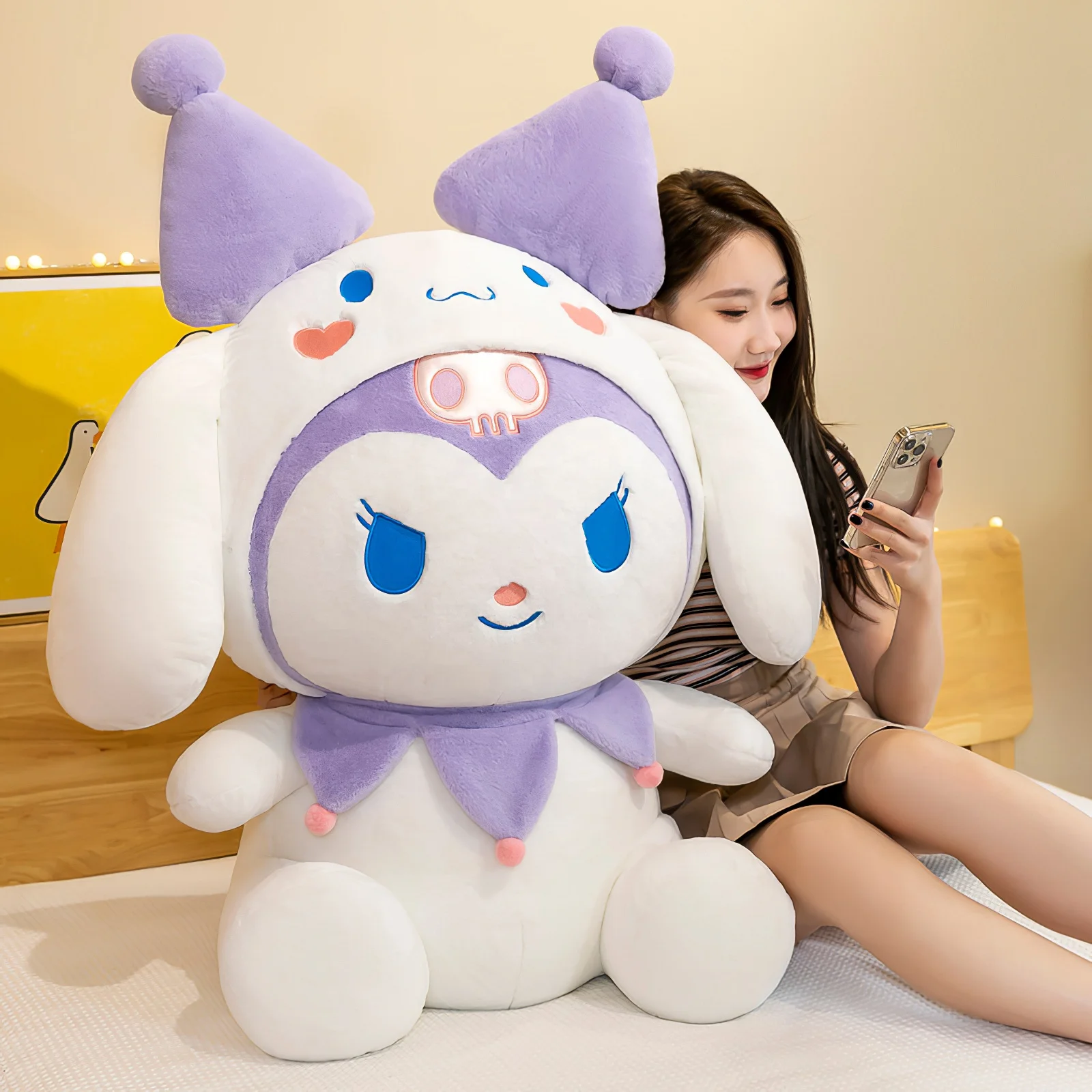 55cm New Transformation Kuromi Plush Doll Large Size Kawaii Plushies Soft Stuffed Toy Pillow Children Girls Birthday Gift