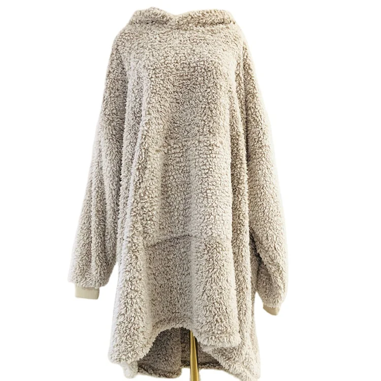 BSCI CVS мягкое теплое уютное оверсайз 2 оттенка Омбре хаки 100% полиэстер шерпа носимые толстовки одеяло для взрослых и