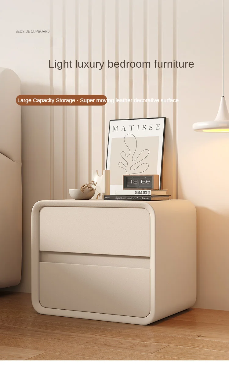 Wireless usb charging and bluetooth playback modern bedside table fingerprint unlocking smart bedside table