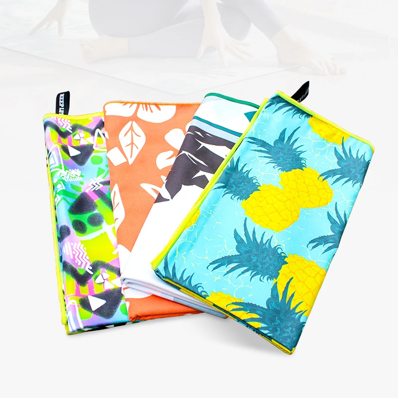 Wholesale sweat absorbing suede printed microfiber sport fitness towel custom gym towel
