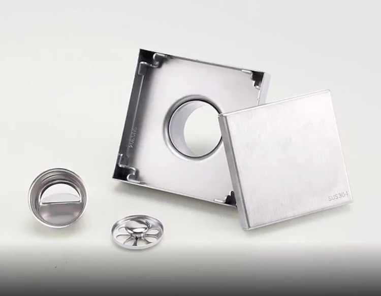 
Cheap 4 inch 304 Stainless Steel Square Shower Drainer Floor Trap Drains with Tile Insert Grate Invisible Look or Flat Cover 