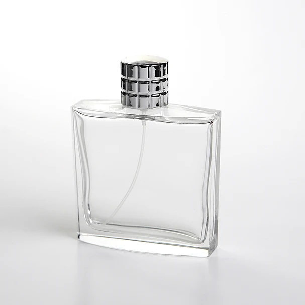 
custom design transparent cosmetic luxury 100ml perfume spray glass square bottle 