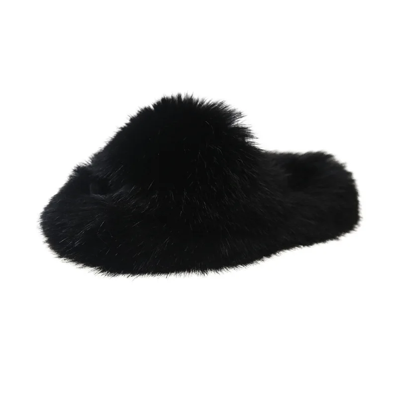 fox fur slippers women home cotton comfortable shoes slippers soild color flat shoes china wholesale slippers
