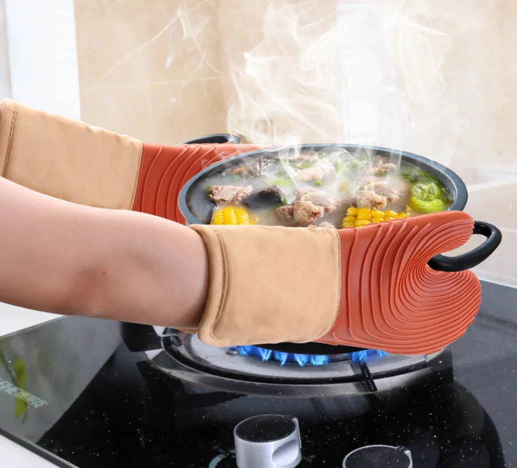 
Factory outlet 2 pcs New color silicone and cotton Professional Kitchen Tools Kitchen Accessories Silicone Oven Mitt set 