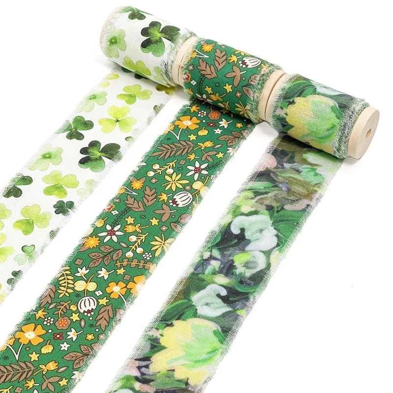 Custom Pure Cotton Ribbon Printed Ribbon Cotton Handmade Raw Edge Ribbon