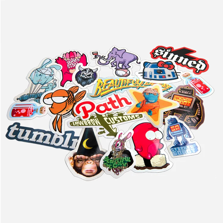 Low Moq Adhesive Sticker Die Cut Logo Pvc Stickers Cartoon Self Adhesive Waterproof Custom Vinyl Sticker