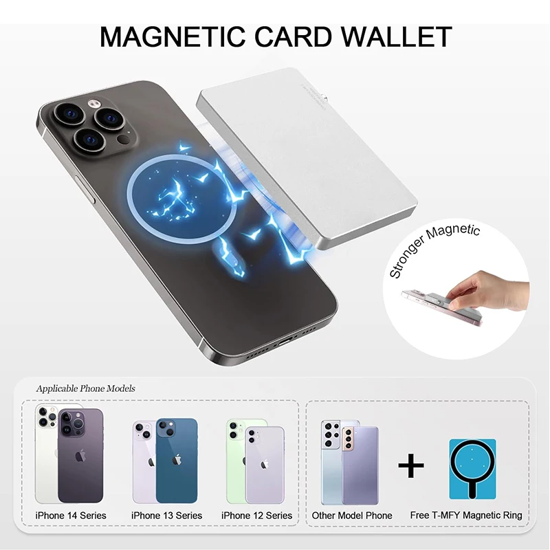 Magnetic Wallet Credit Card Holder for Men Slim Aluminum Pop Up Card Wallet Holder with One Finger Access Button