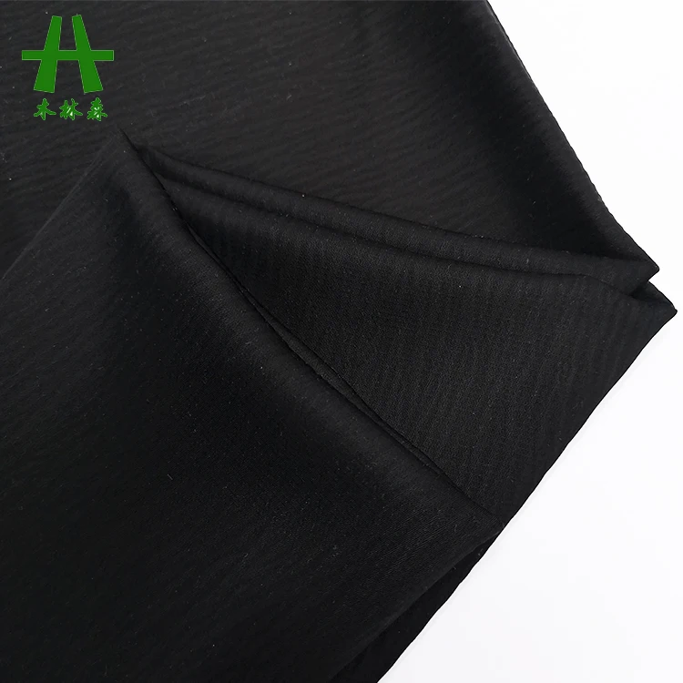 Mulinsen Textile Woven Polyester Spandex Jet Black Nida Crepe Zoom Fabric