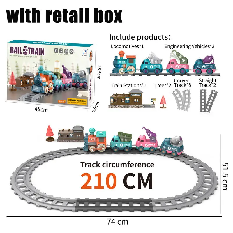 Electric Railway Train Toys  Electric Train Tracks Locomotive Cars Educational Toys Railway Toys with sound&light