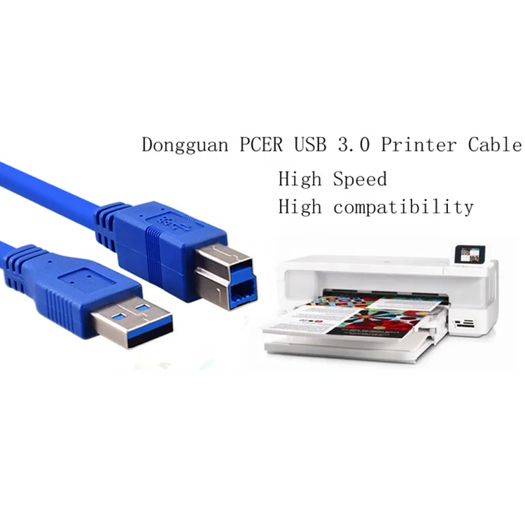 Ultra Speed 3.0 Micro USB printer cable Blue color AM-BM USB 3.0 cable for printer