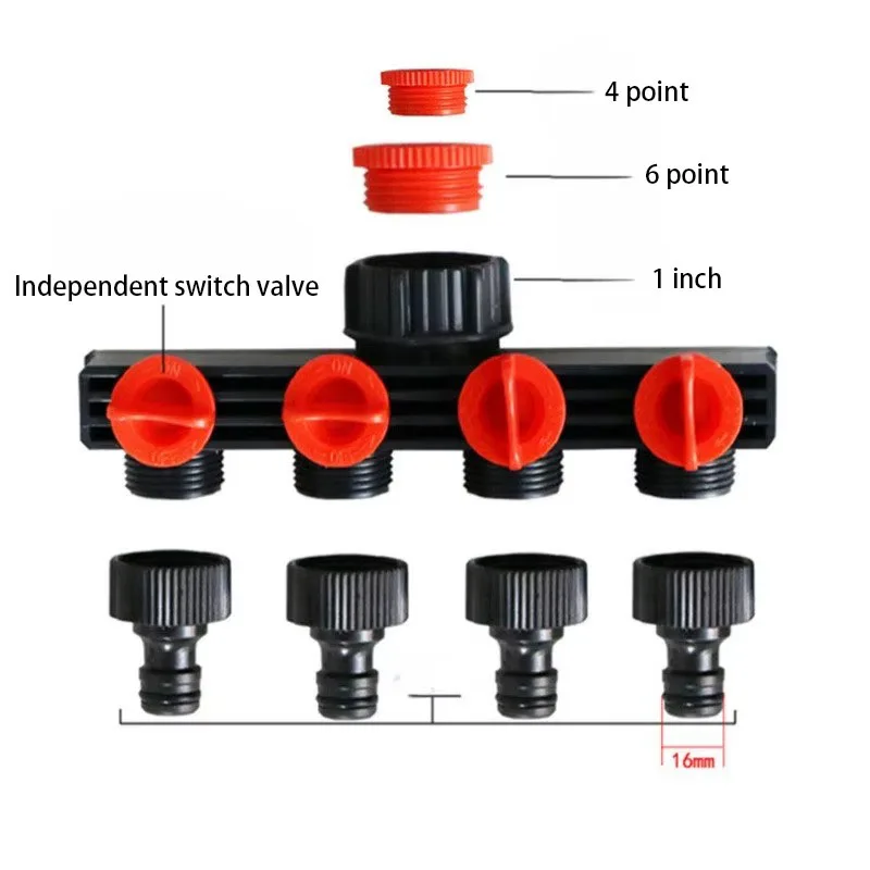 Factory Direct Sales Multifunctional PP Water Separator Four-Way Valve Garden Device with ABS Material for Hose Connection