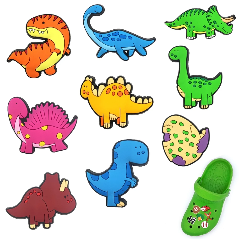 Wholesale Cartoon cute Dinosaur Designs Park Available Clog Shoes Decoration Charms PVC Shoe Charms For DIY Kid charms