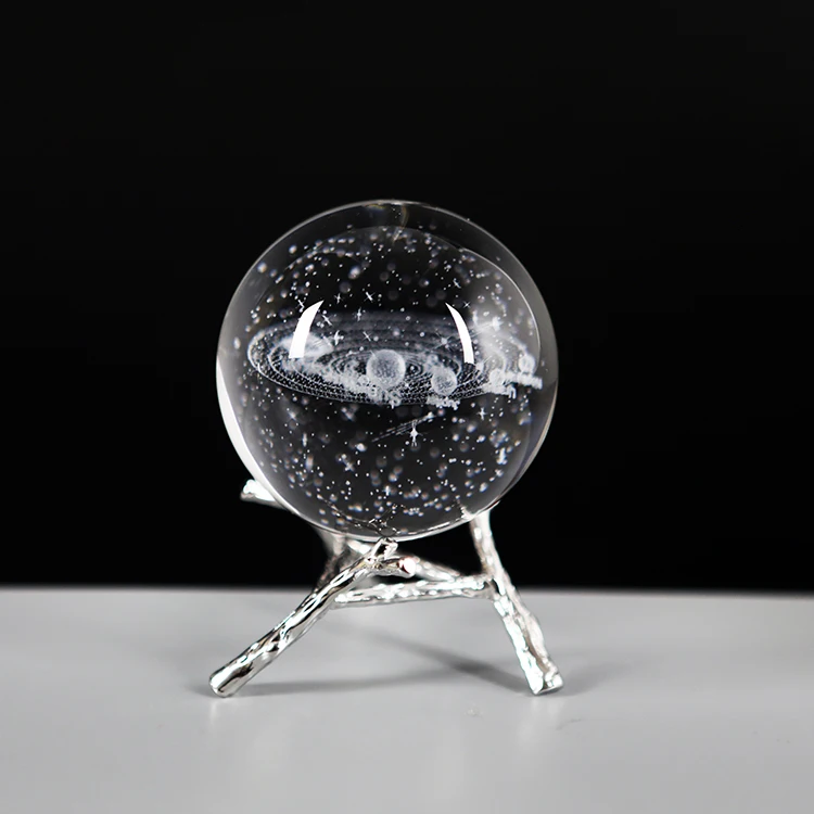 Cheap Decorative Award Good Design Hot Sell 3D Laser Engrave Solar System Crystal Ball With Base