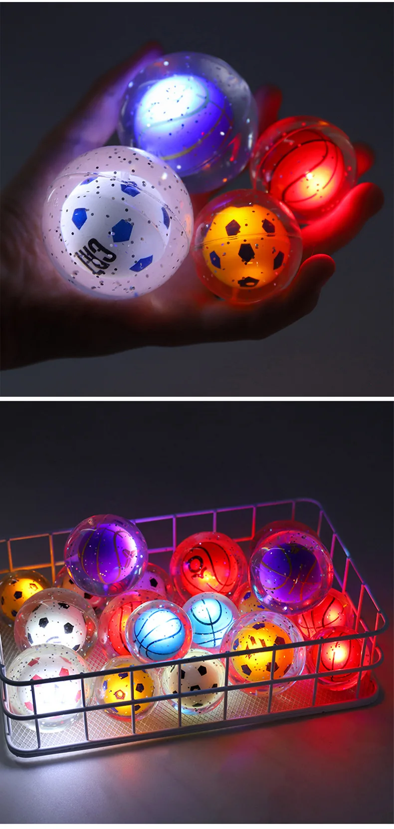 Wholesale Custom Light Up Bouncy Balls Toy Vending Machine High Bouncy Elastic Ball Rubber Light Up Customized Led Bouncing Ball