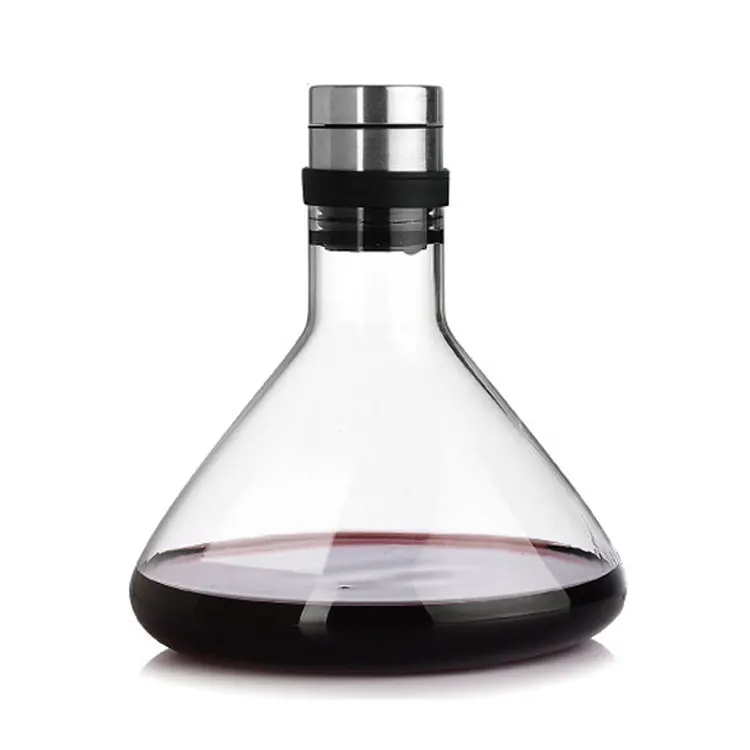 Custom logo wine decanter with 304 stainless steel lid cold heat resistant