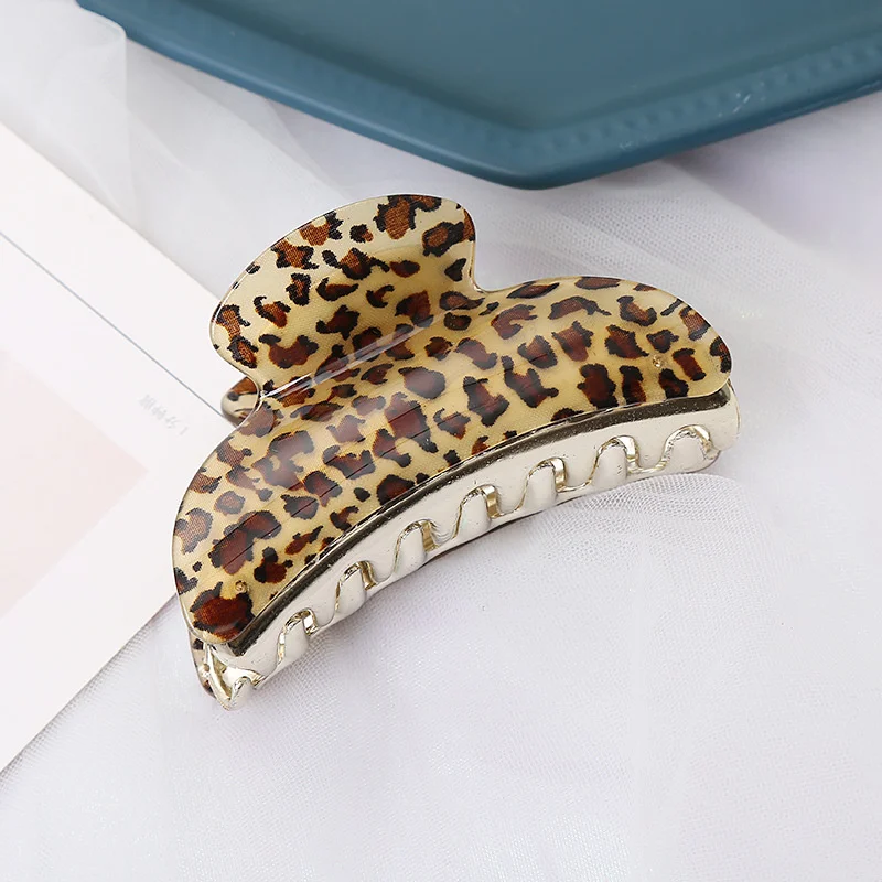 Hot Sale Leopard Hair Claw Clips Barrette Clamp Jelly Colors Acrylic Leopard Ponytail Crab Girls Hairpin Hair Accessories