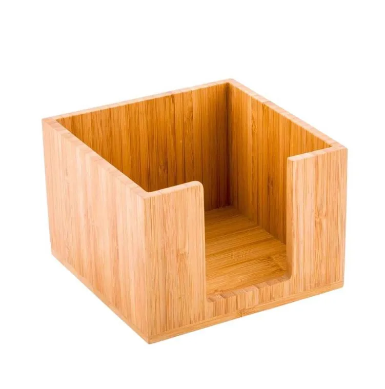 Restaurantware Square Natural Bamboo Cocktail Napkin Holder Bamboo Wooden Tissue Box