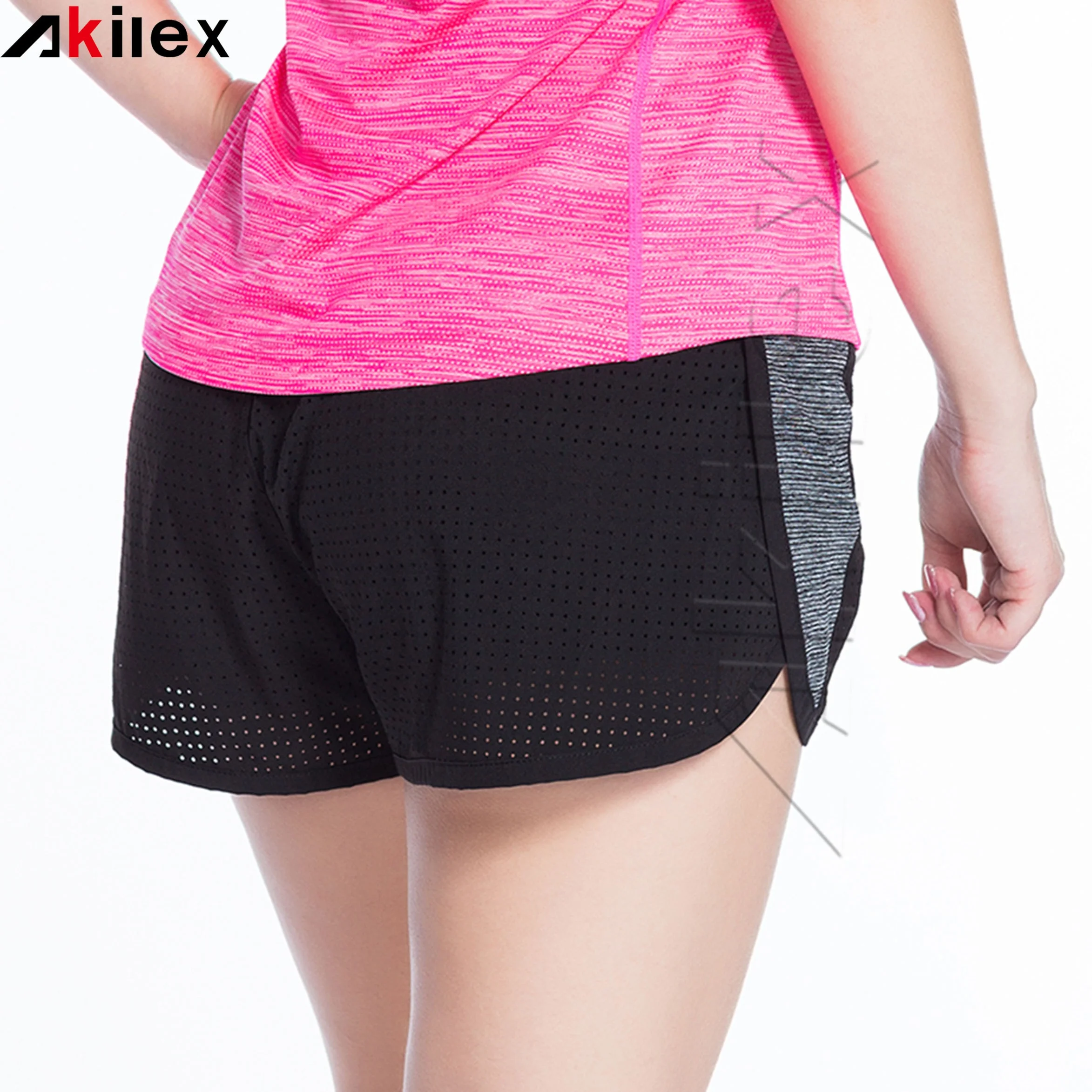 Custom pink polyester women t-shirt fitness gym plain shirt slim fit women shirt