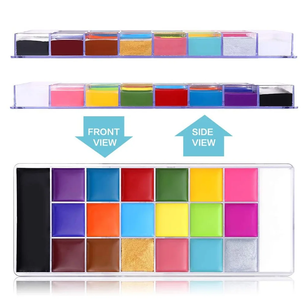 20-Color Body Face Painting Palette for Halloween Cosplay Parties OEM Body Makeup Halloween Cosplay Face Body Painting Supplies