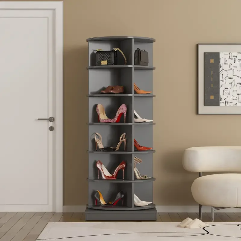360 Rotating shoe cabinet 6 layers Revolving Free Standing Shoe Storage Organizer Storage Rack Cabinet Tower