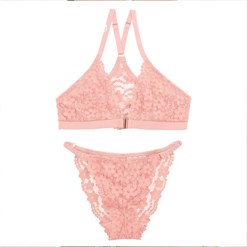 New High Quality Front Closure Women Bra Set Wire Free Everyday Use Sexy Panty And Bra Set For Women on Sale