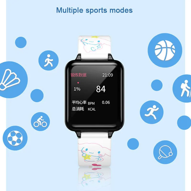 Cute body temperature watch call play music curved screen heart rate message sport girls smart watch