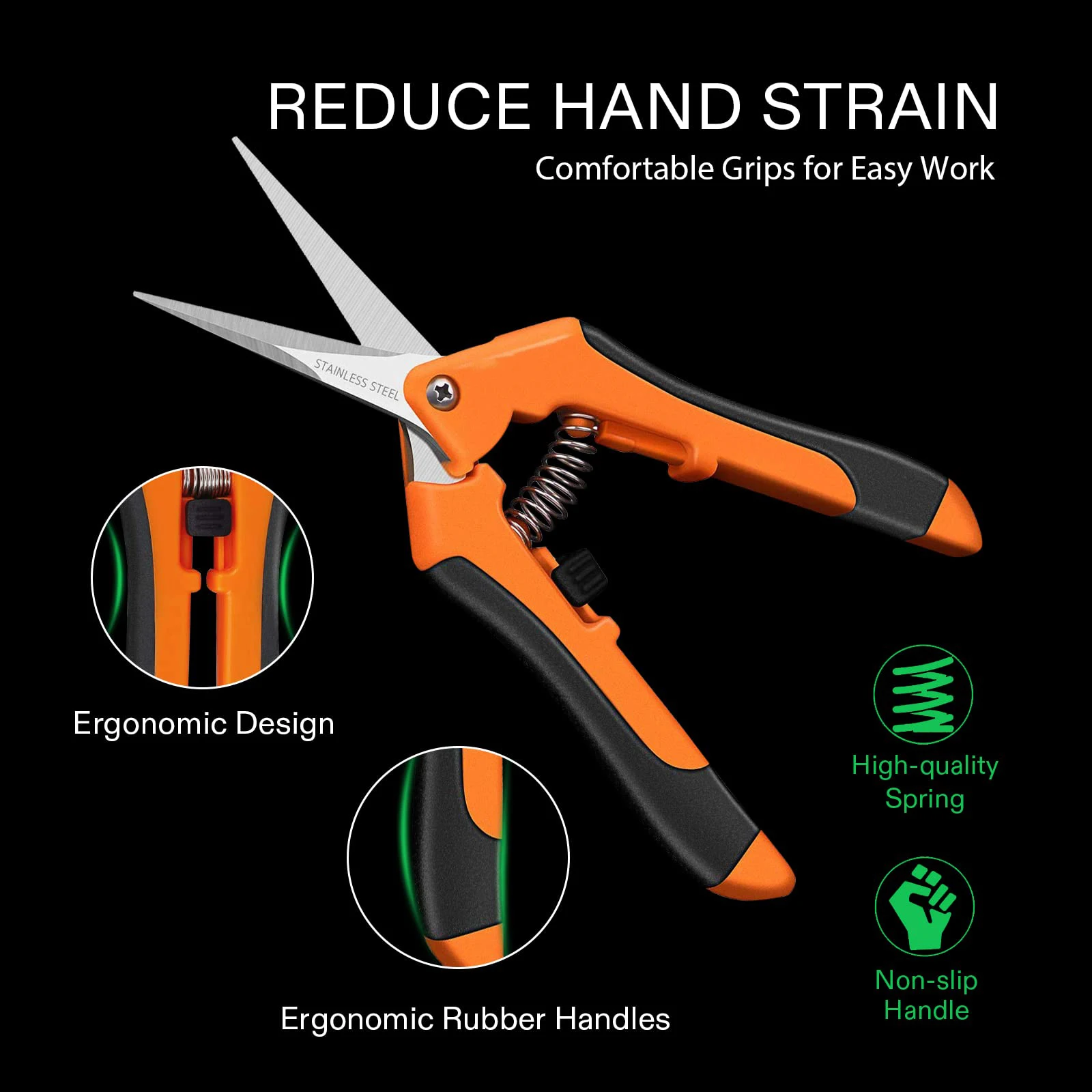 Promotional Price Spring Gardening Grape Curved Tree Bypass Professional Flower Garden Scissors Pruning Shears