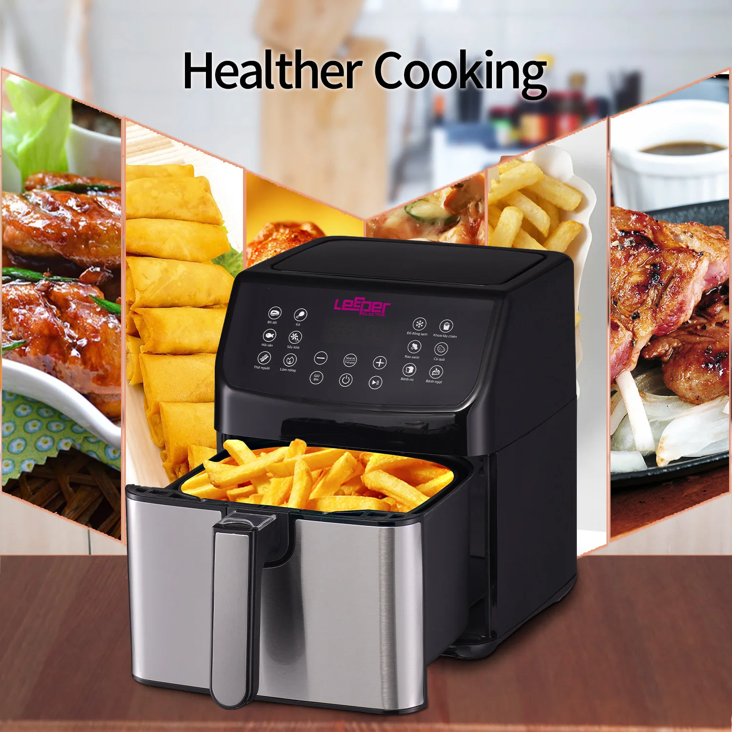 Air Fryer 7L Touch Screen Double basket Easy Clean Non-stick Coat Without Oil